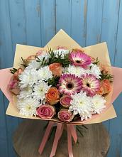 Букет цветов из:  Розы, Герберы и Хризантемы в Тимонино