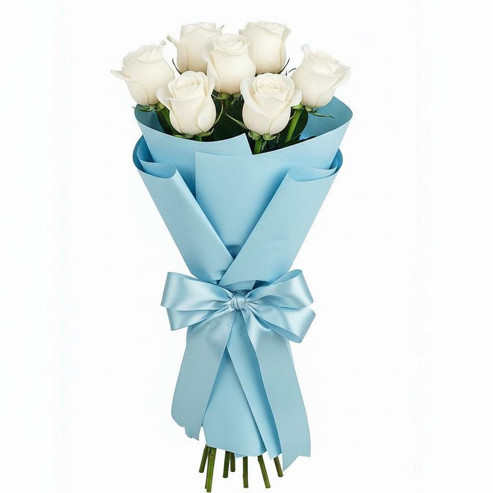 Букет 7 белых роз Проуд в Тимонино