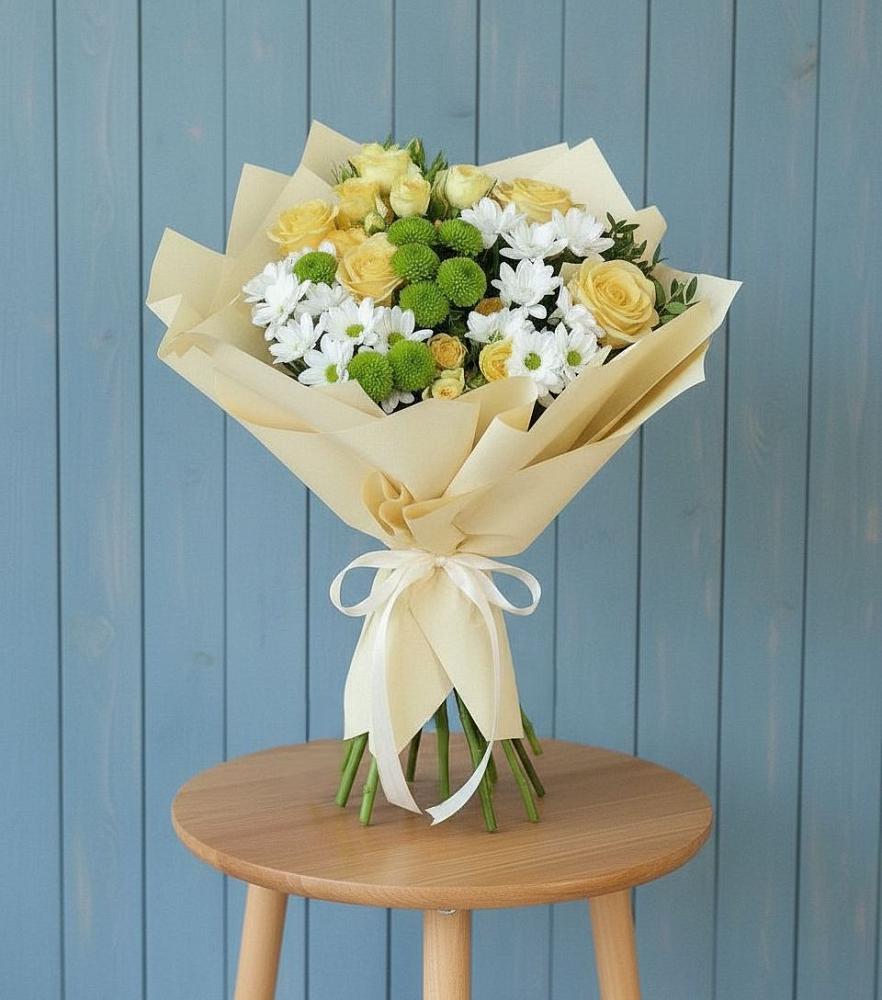 Букет цветов из: Хризантемы и Розы в Тимонино