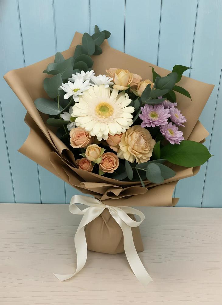 Букет цветов из: Герберы и Хризантемы в Тимонино