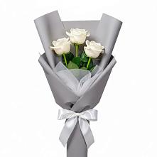 Букет 3 белые розы в Тимонино