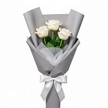 Букет 3 белые розы в Тимонино