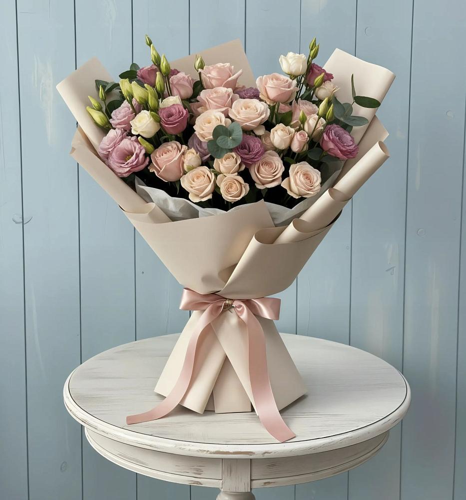 Букет цветов из: Розы и Лизиантусы в Тимонино