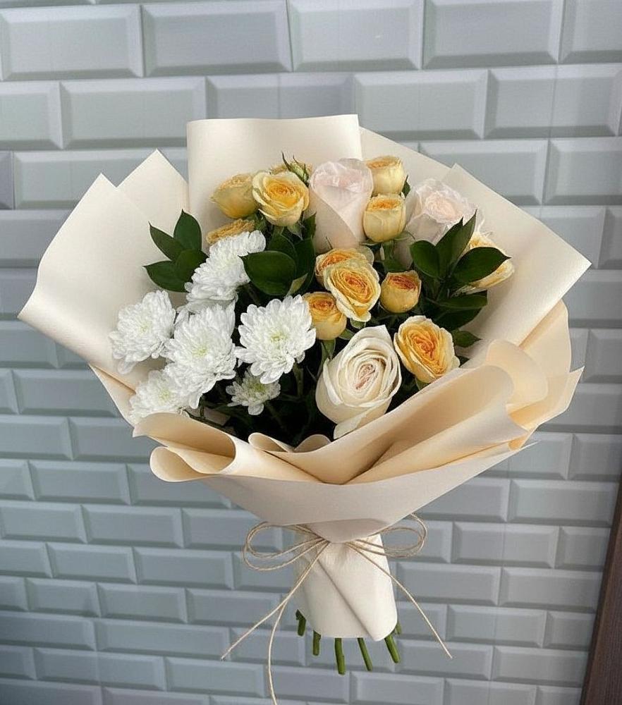 Букет цветов из: Розы и Хризантемы в Тимонино