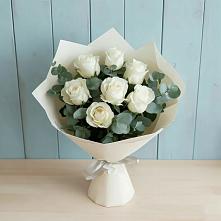 Букет Белые розы в Эвкалипте #REPLACE_PRED# Тимонино