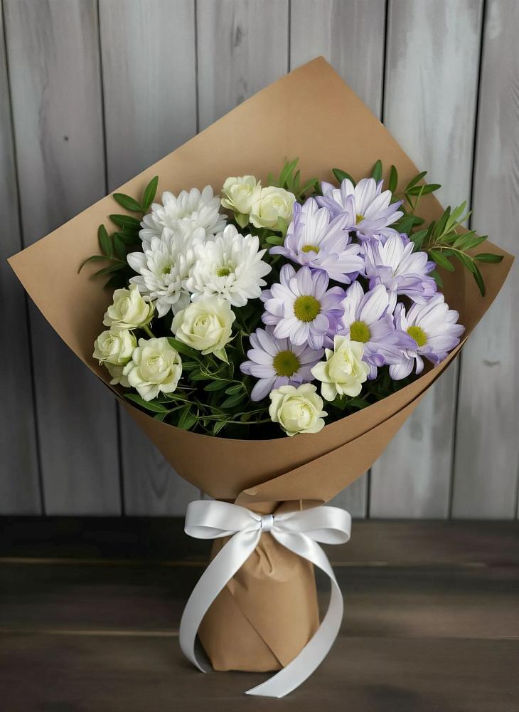 Букет цветов из: Хризантемы и Розы в Тимонино